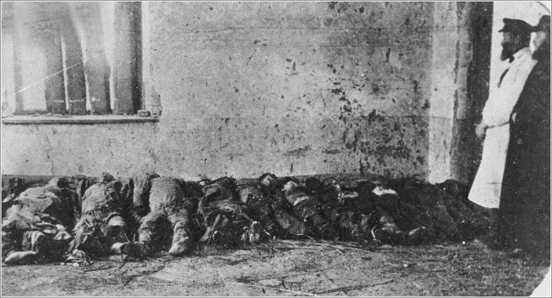 The bodies of Jews who were murdered in a pogrom in Bialystok.